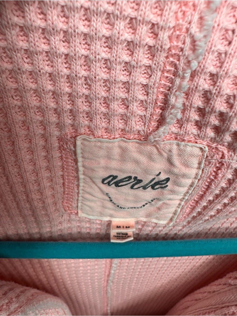 aerie waffle knit long sleeve top in lavender and coral - Picture 4 of 5